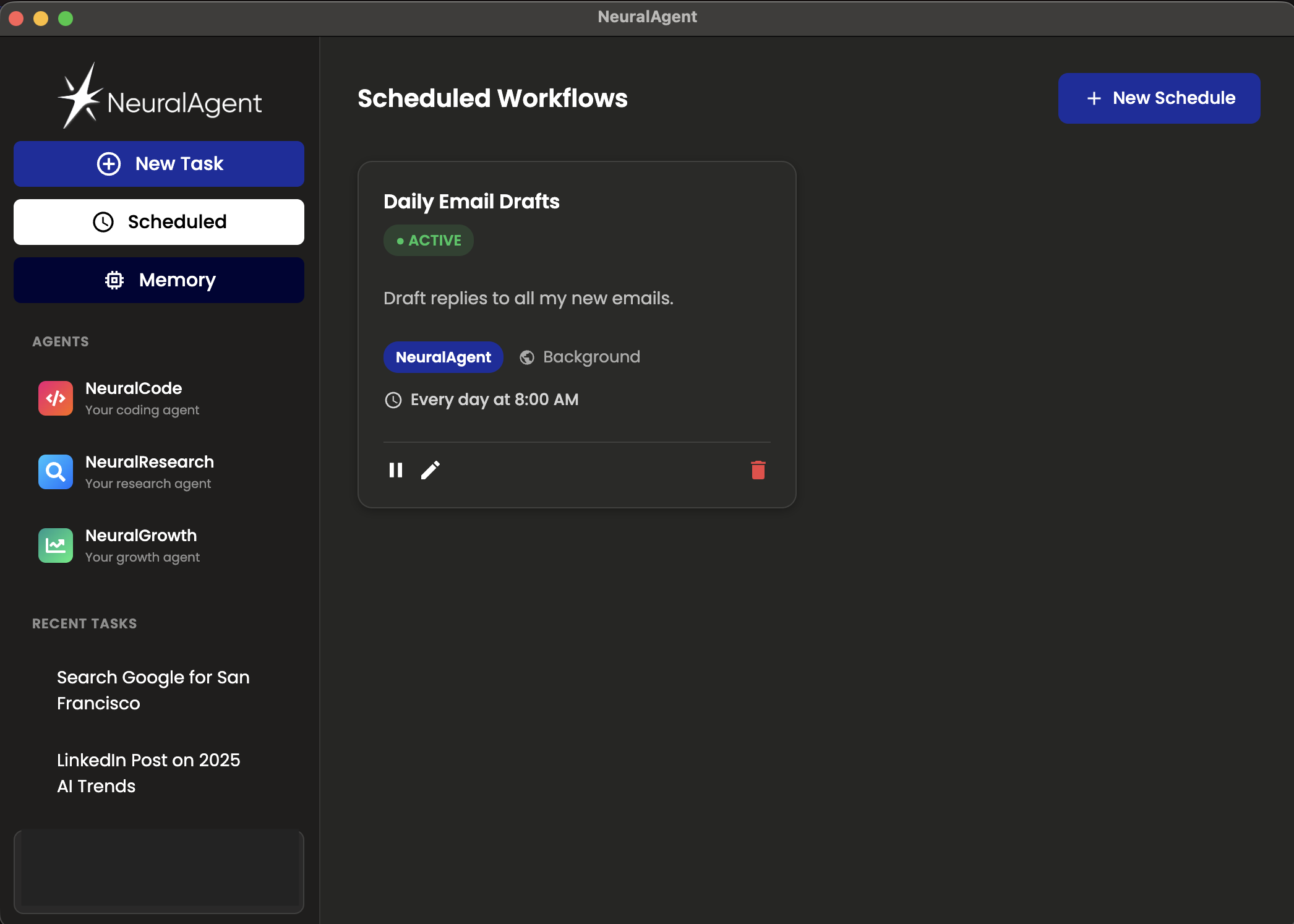NeuralAgent 1.9 - Screenshot 4 showing product features and functionality