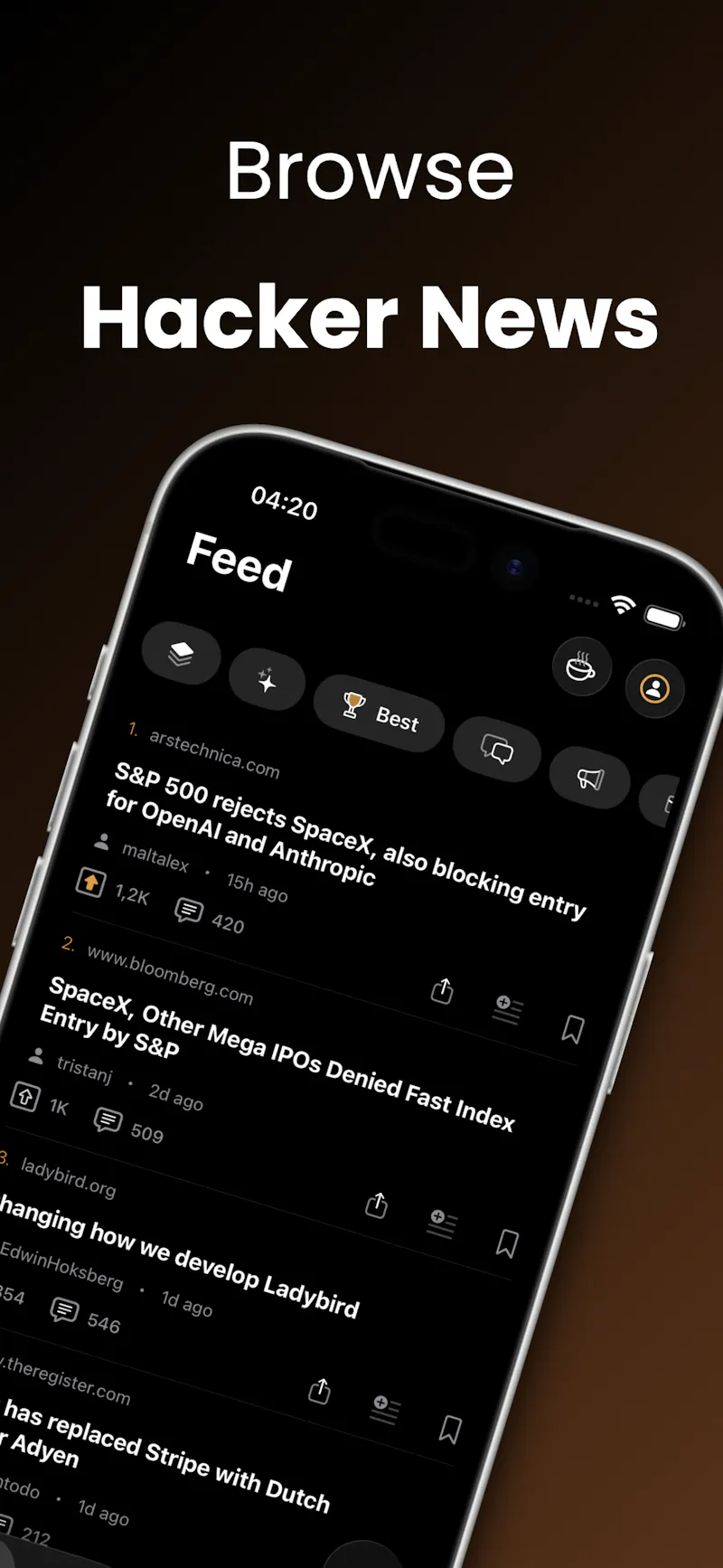HackerNows screenshot 1