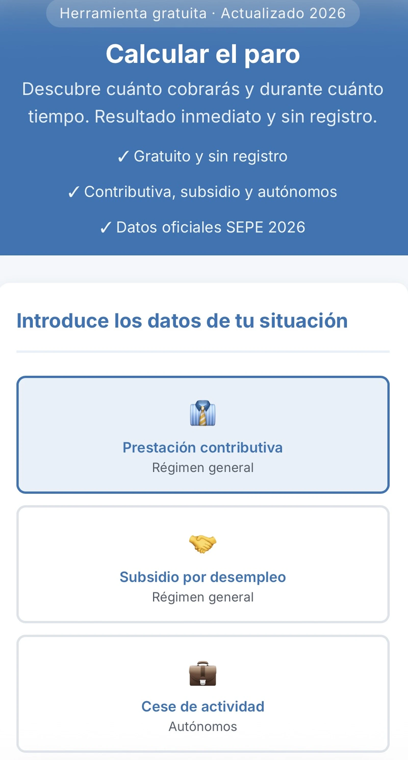 CalculaParo.es screenshot 1
