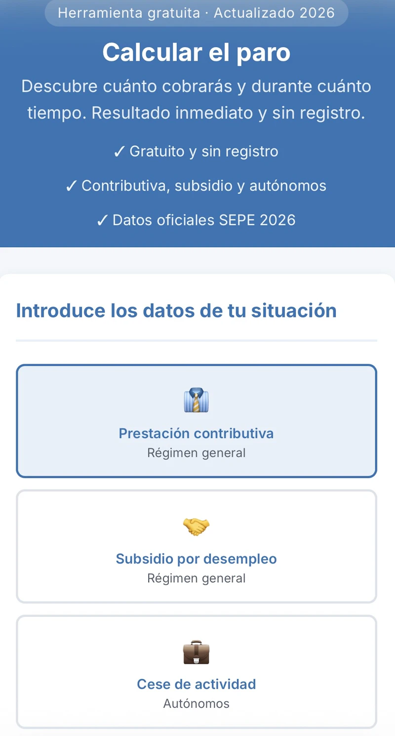 CalculaParo.es screenshot 1