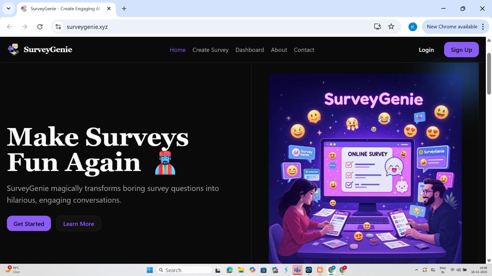 SurveyGenie - Main screenshot showing features and interface