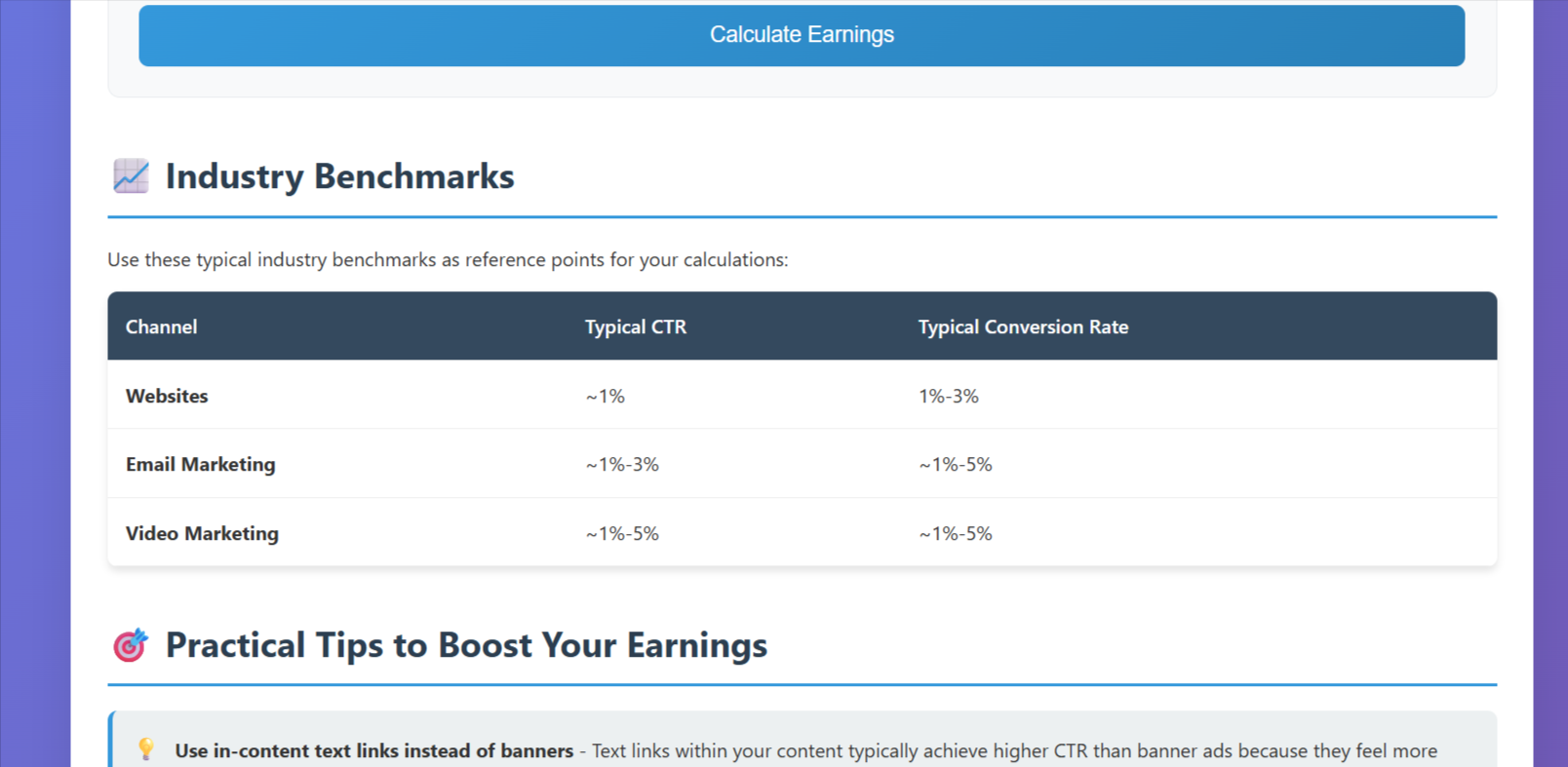 Média Calculateur de gains de marketing d'affiliation - Vous avez maintenant un signet rapide pour calculer les revenus. 1