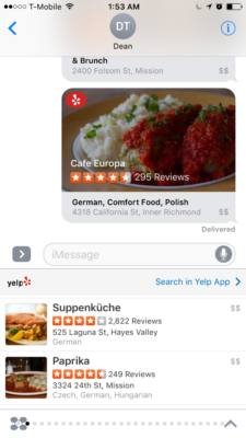 Yelp iMessage App gallery image