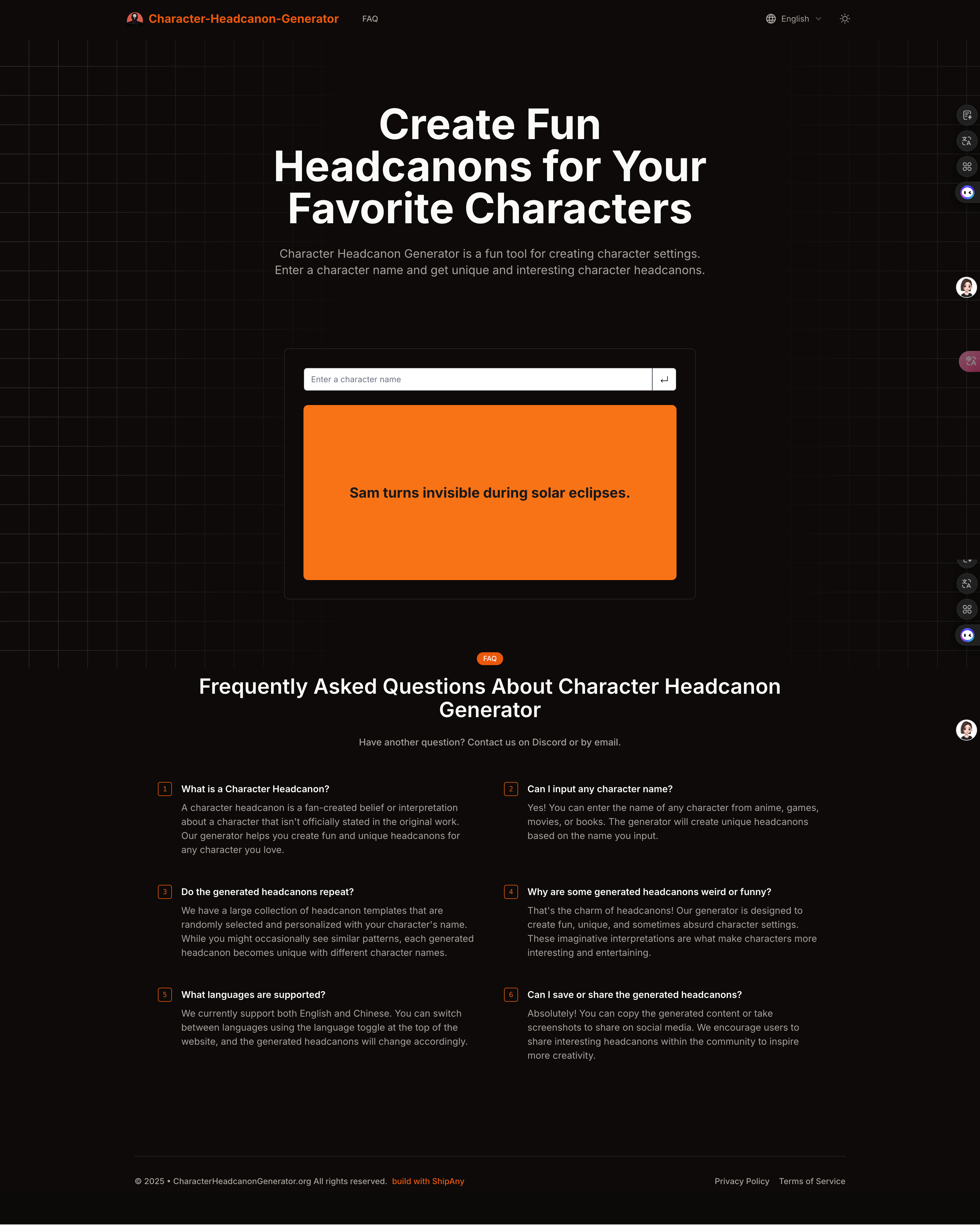 Character Headcanon Generator gallery image