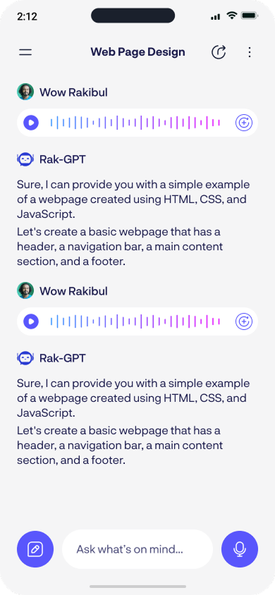 Mídia 6 de Rak-gpt - Ai Chatbot GPT Mobile App UI Design