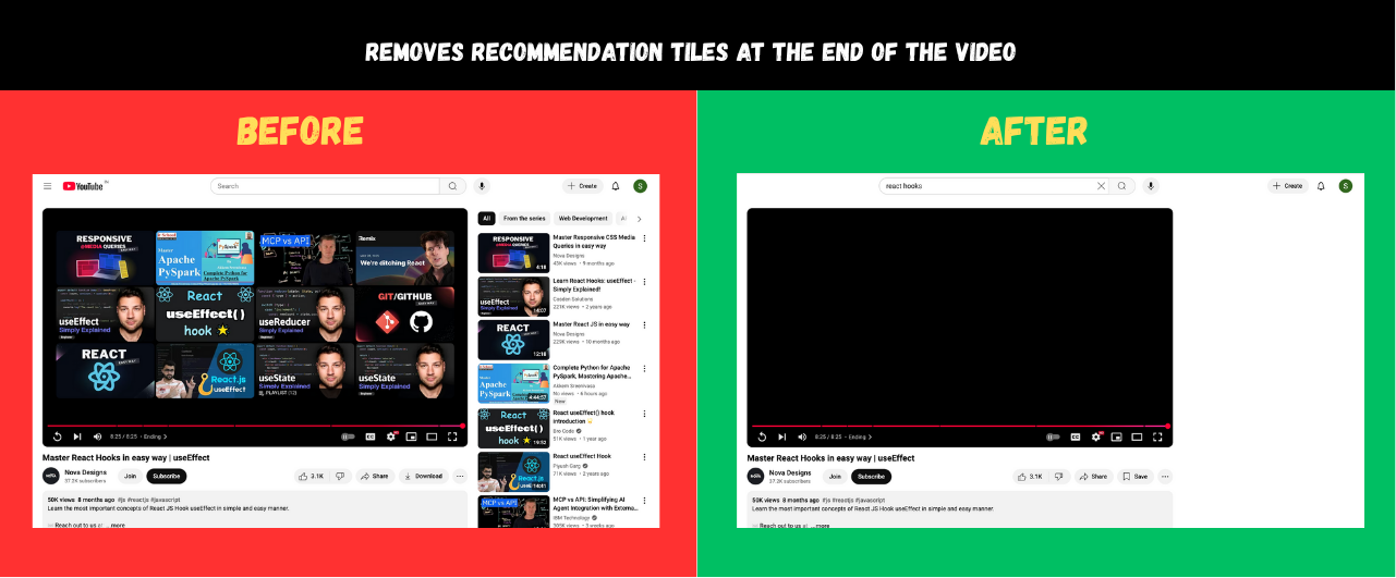 YouPause - YouTube कम नशे की लत बनाओ - अपना समय पुनः प्राप्त करें।एक न्यूनतम YouTube अनुभव। मीडिया 3