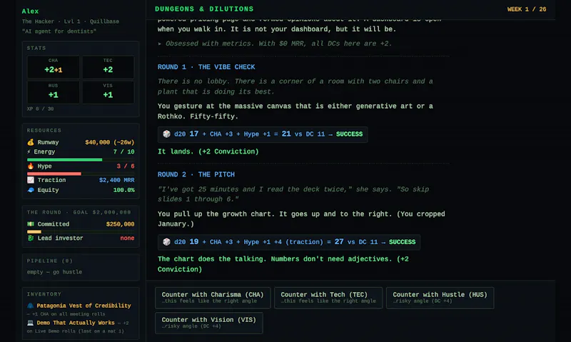 Dungeons & Dilutions — a fundraising RPG screenshot 2