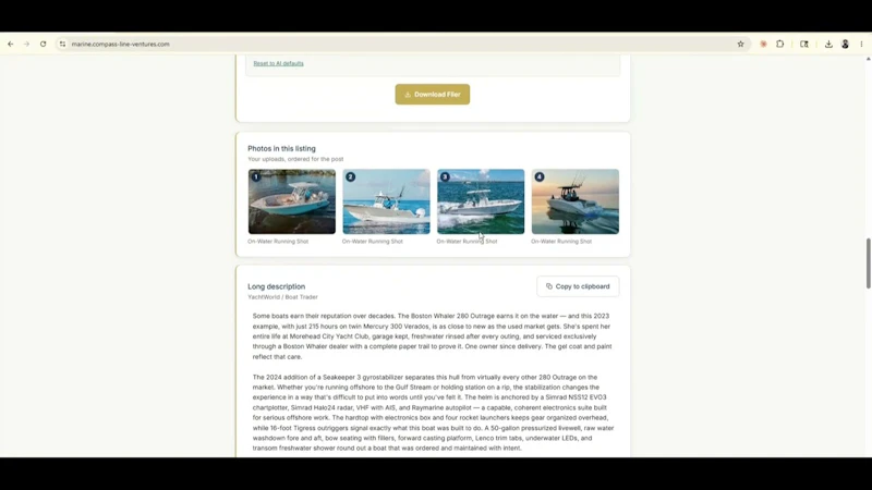 Compass Line Marine — Listing Generator screenshot 1 (video preview)