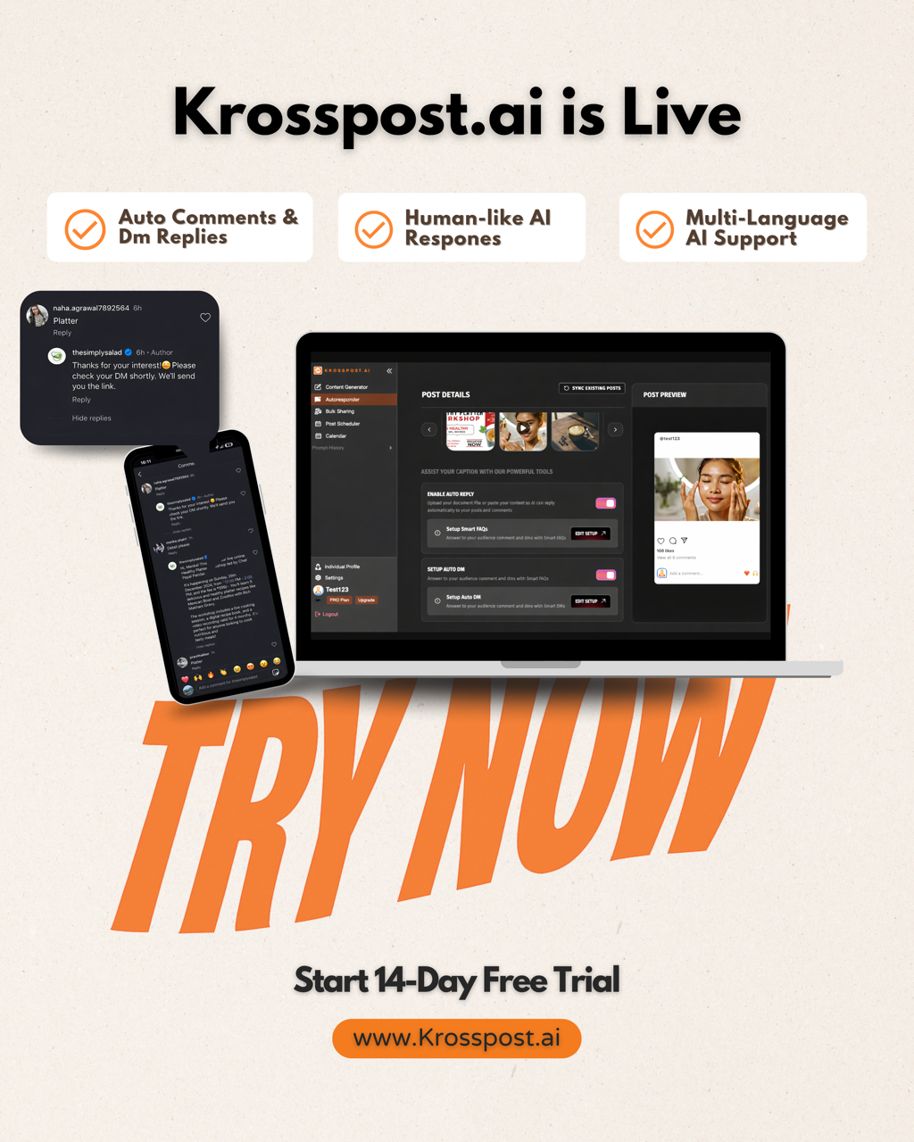 KrossPost 2.0 - Main product screenshot demonstrating key features and user interface
