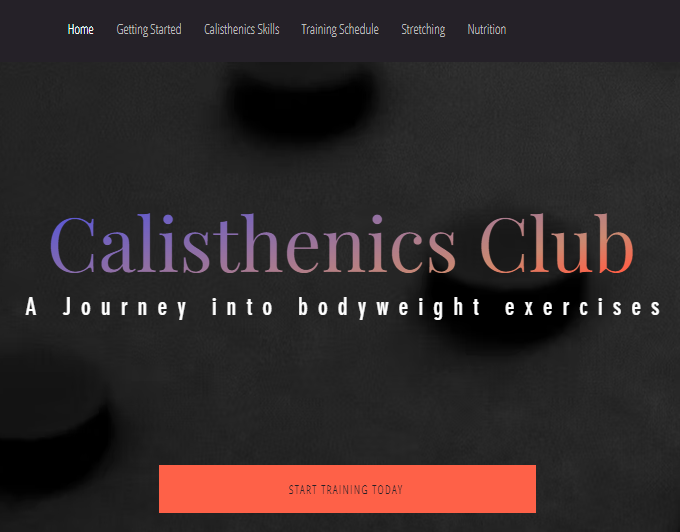 Mídia 1 de Clube de Calistenia - Um site de Calisthenics sem lucro projetado para ajudar iniciantes