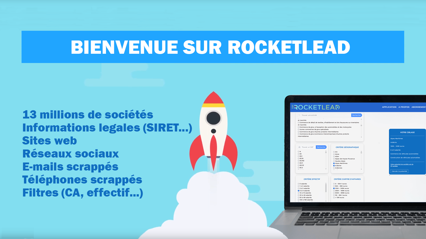 Media Rocketlead - Mục tiêu, lọc và xuất khẩu trên 13 triệu công ty Pháp 1