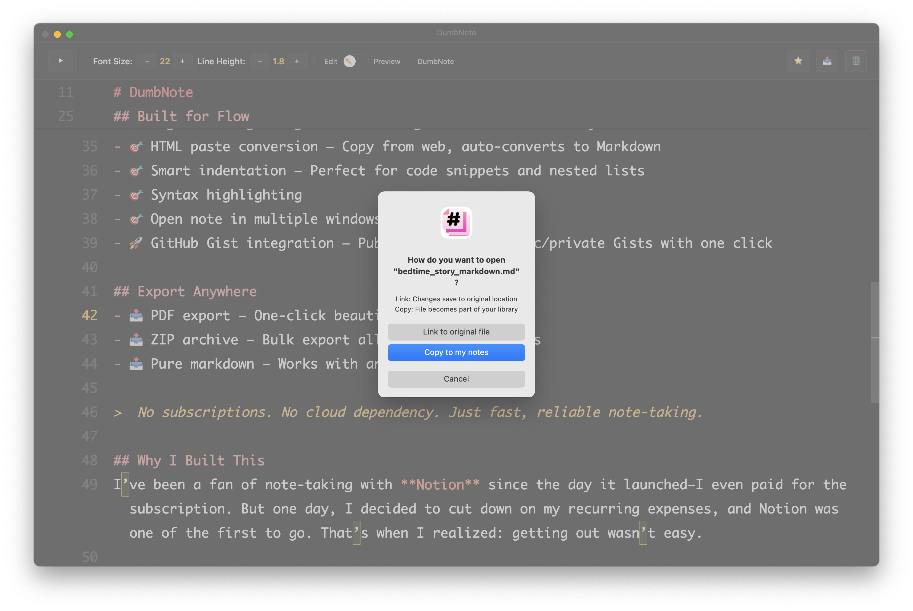 Media Dumbbell - Aplikasi Nota Markdown Offline-First.Tiada kunci masuk.Tulis sahaja. 6