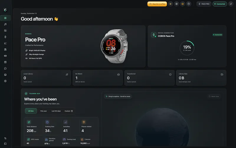 CorosLink screenshot 1