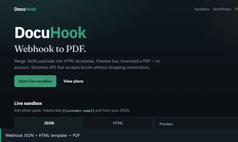 DocuHook – Webhook to PDF screenshot 3