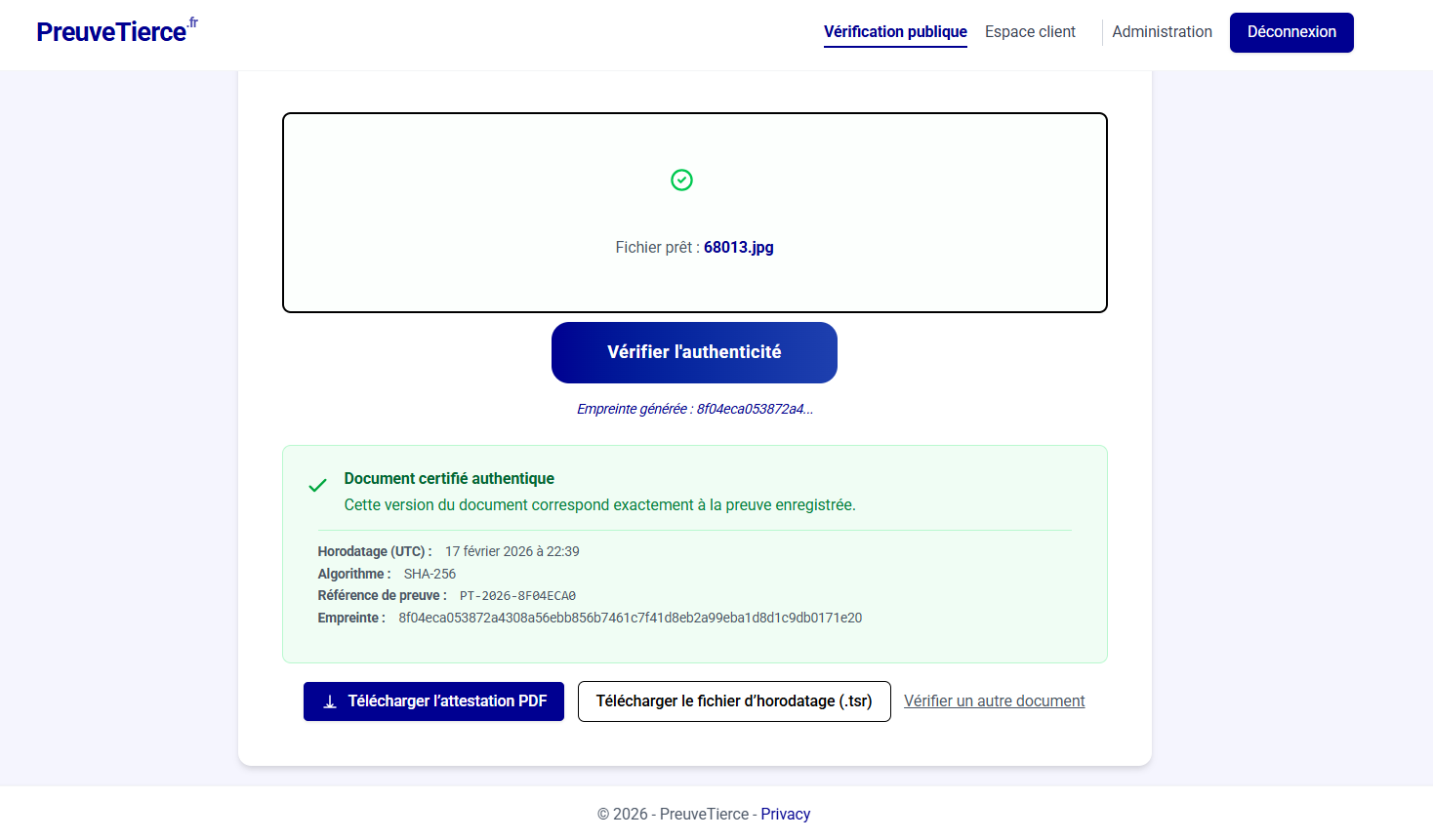 PreuveTierce - Screenshot 3 showing product features and functionality
