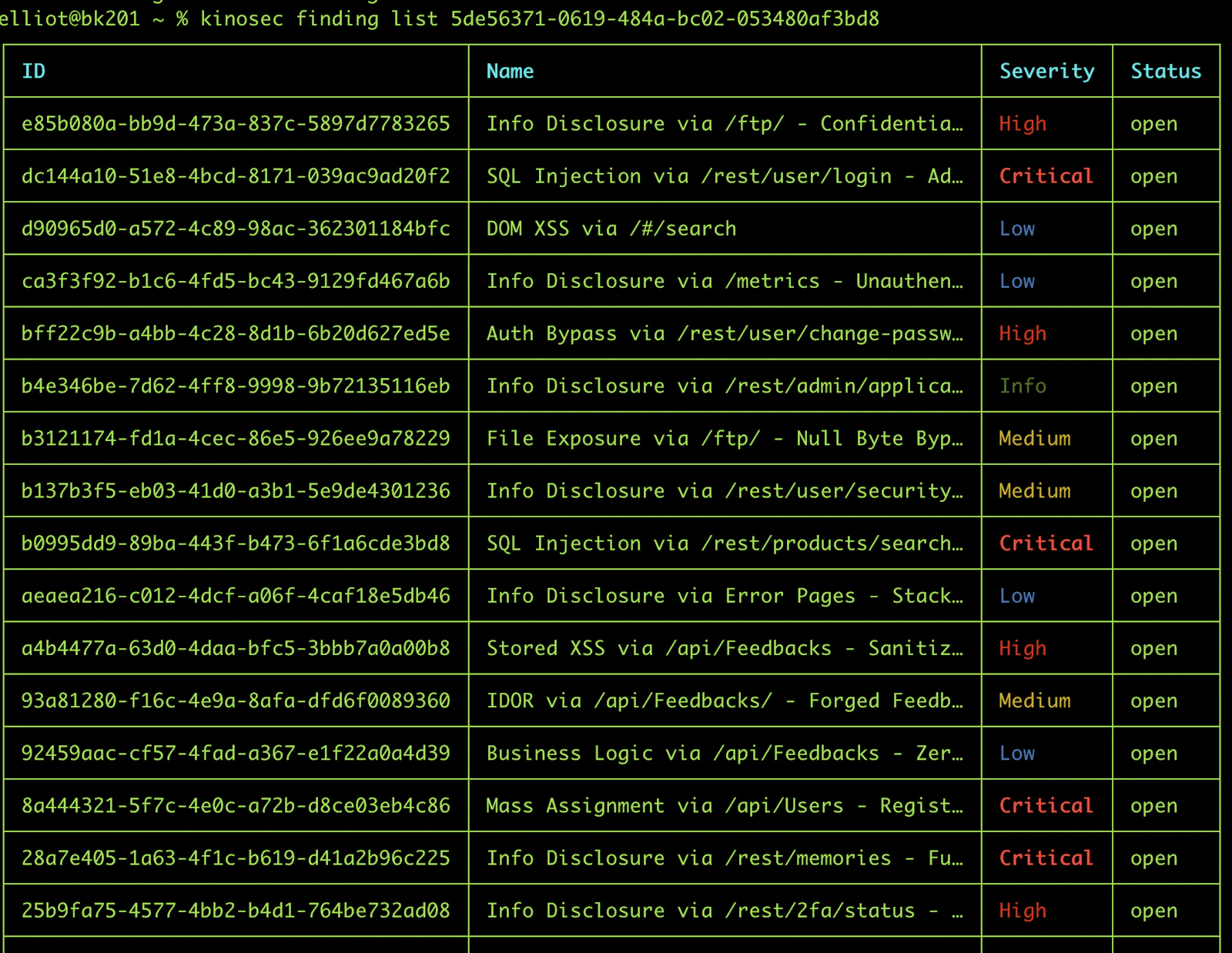 KinoSec CLI screenshot 4