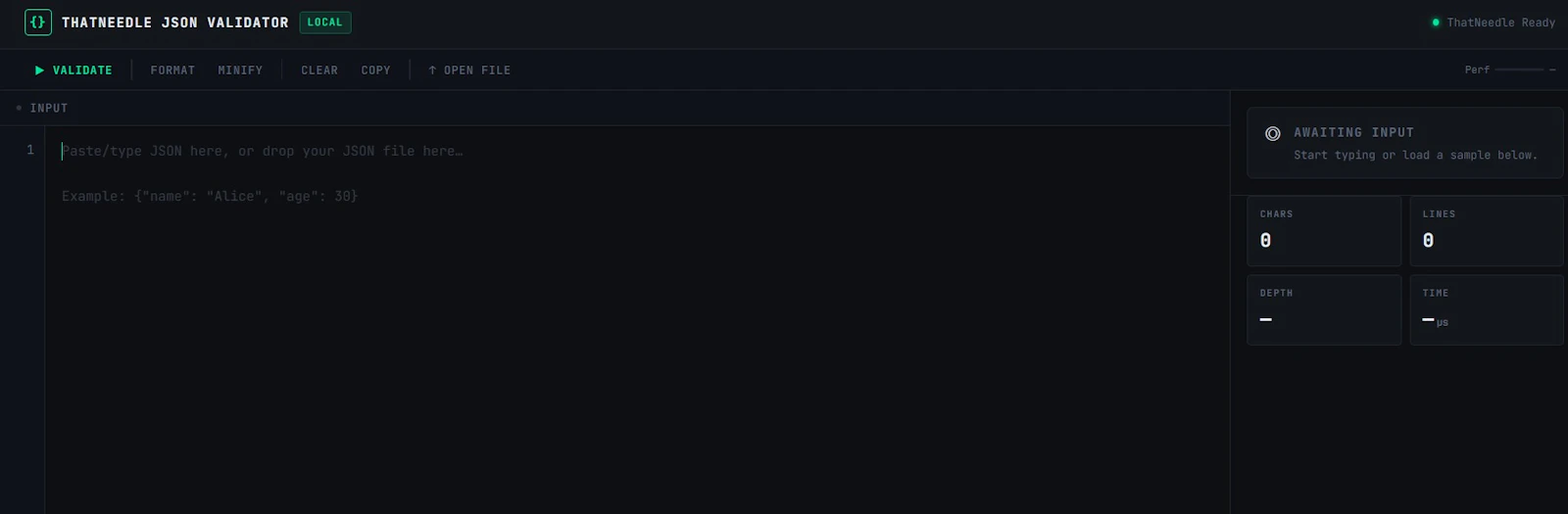 ThatNeedle JSON Validator screenshot 1