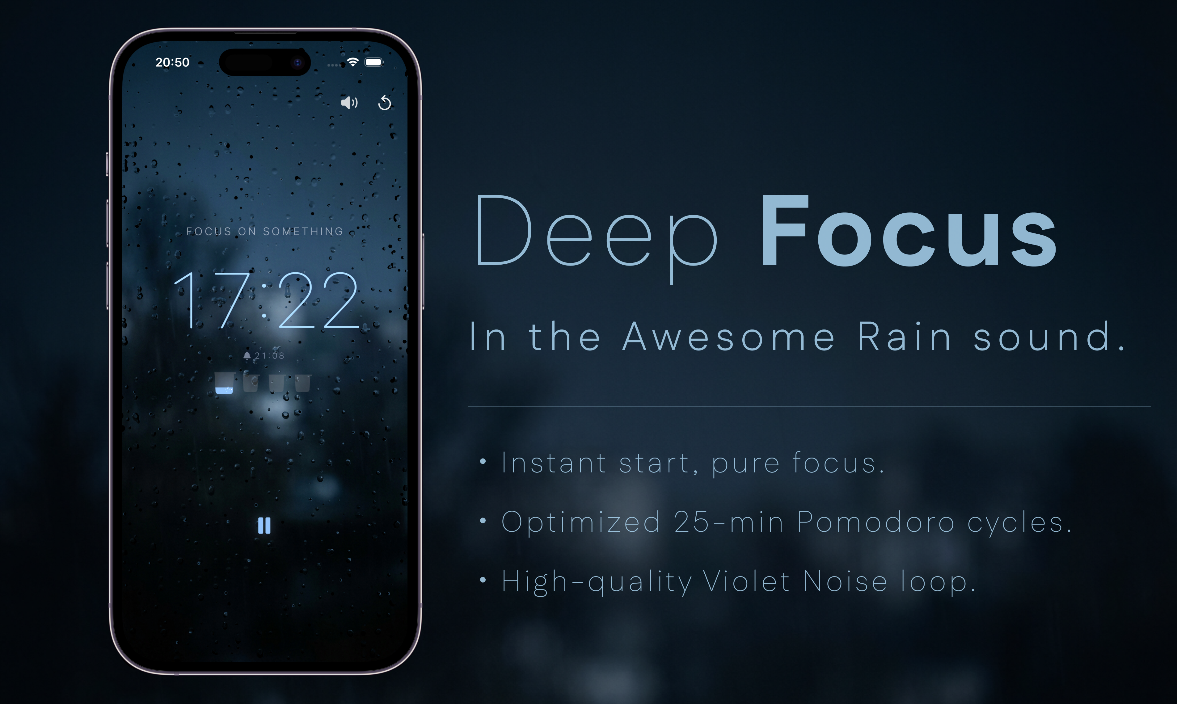 buckets Flow - Focus timer int the rain. - Screenshot 2 showing product features and functionality