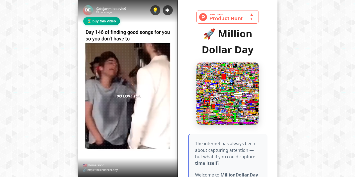 Média Million Dollar Day - Posséder un temps dans l'histoire d'Internet! 3