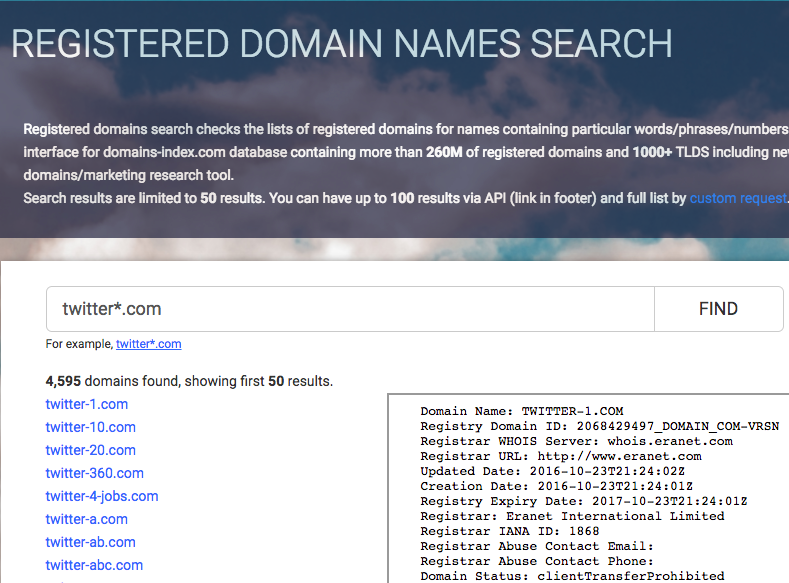 Registered Domains Search gallery image
