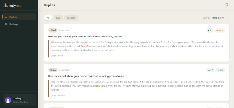 Replytone  screenshot 2