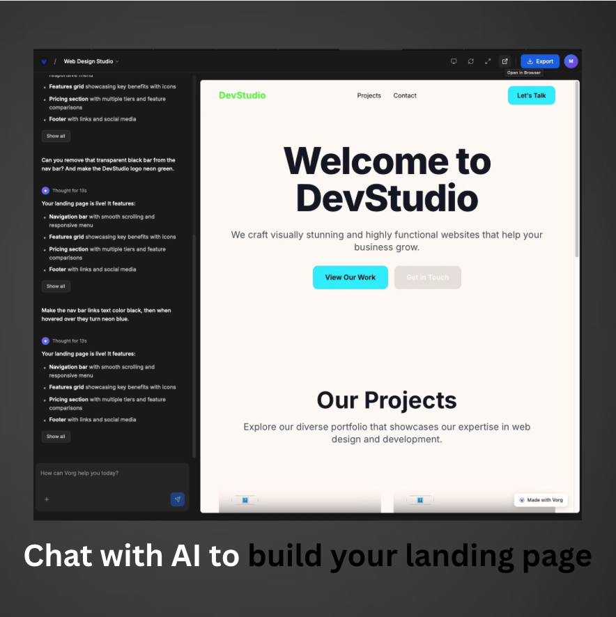 Vorg - Screenshot 2 showing product features and functionality