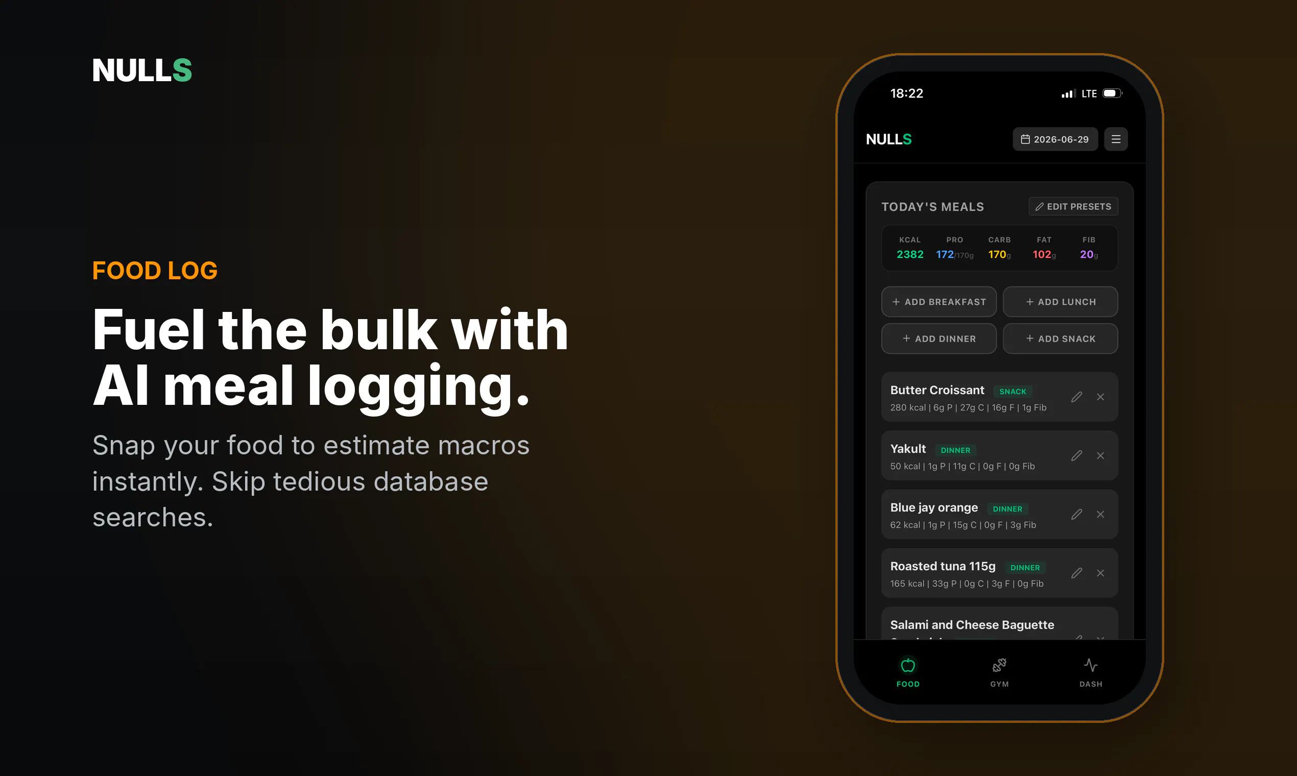 Nulls Tracker - AI Bulking & Macro Log gallery image
