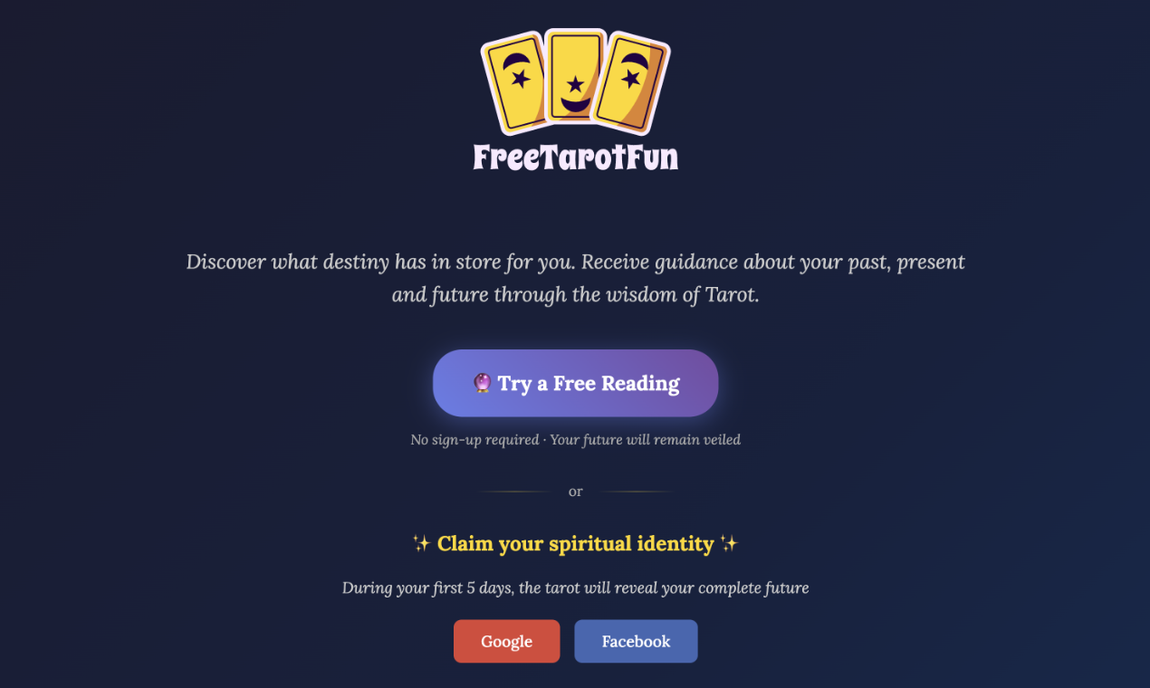 Free Tarot Fun - Screenshot 2 showing product features and functionality