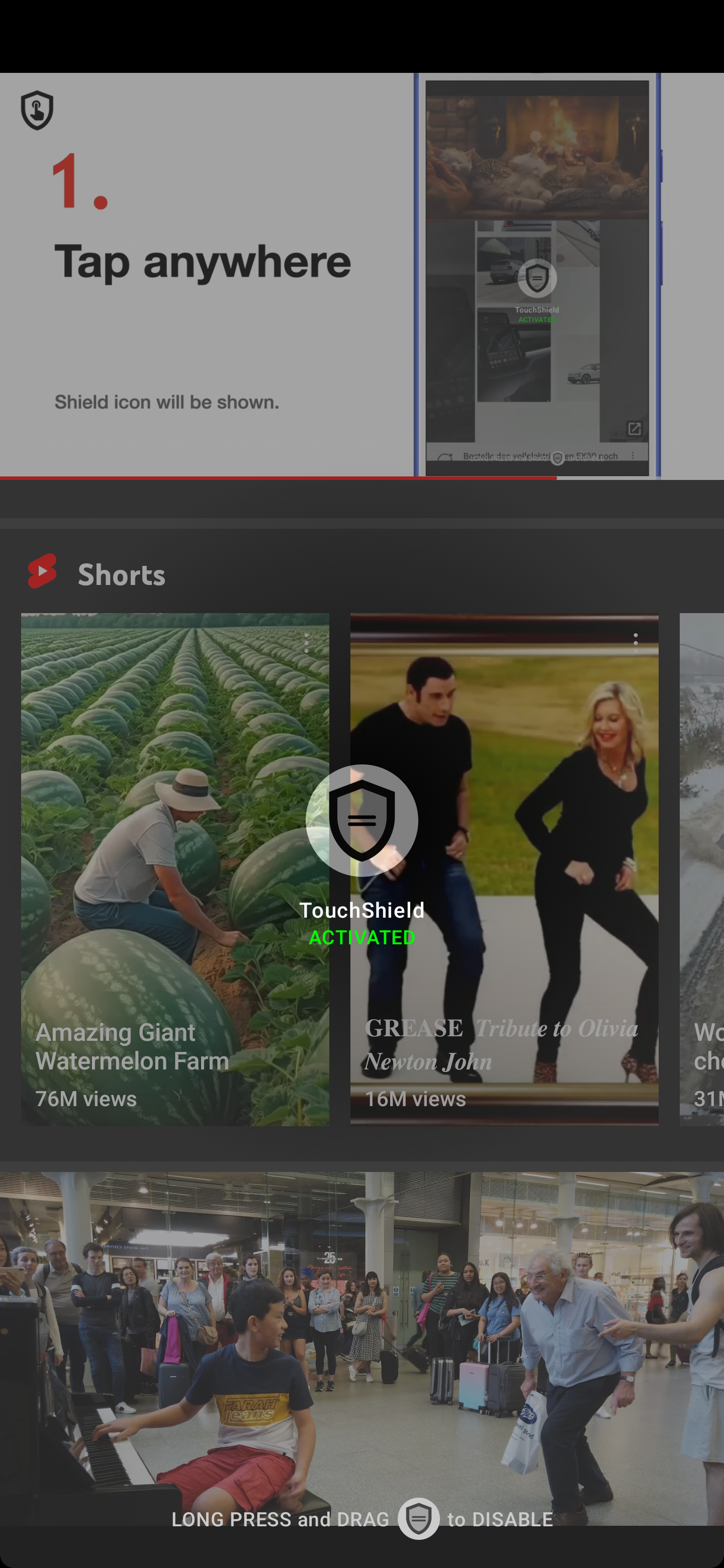 TouchShield - Touch Input Blocker для Android Apps работает с YouTube медиа 2