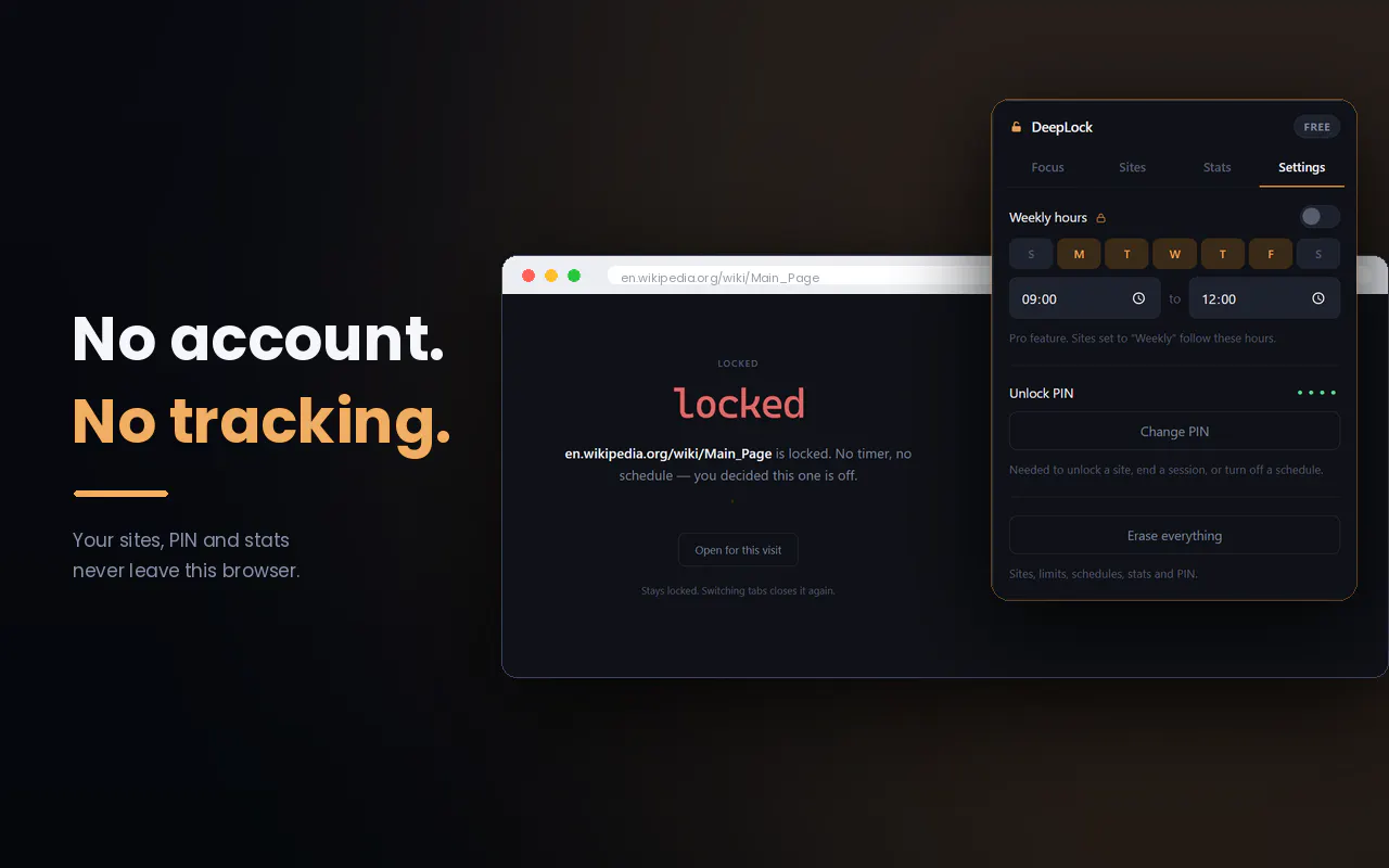 DeepLock – Website Blocker & Focus Mode screenshot