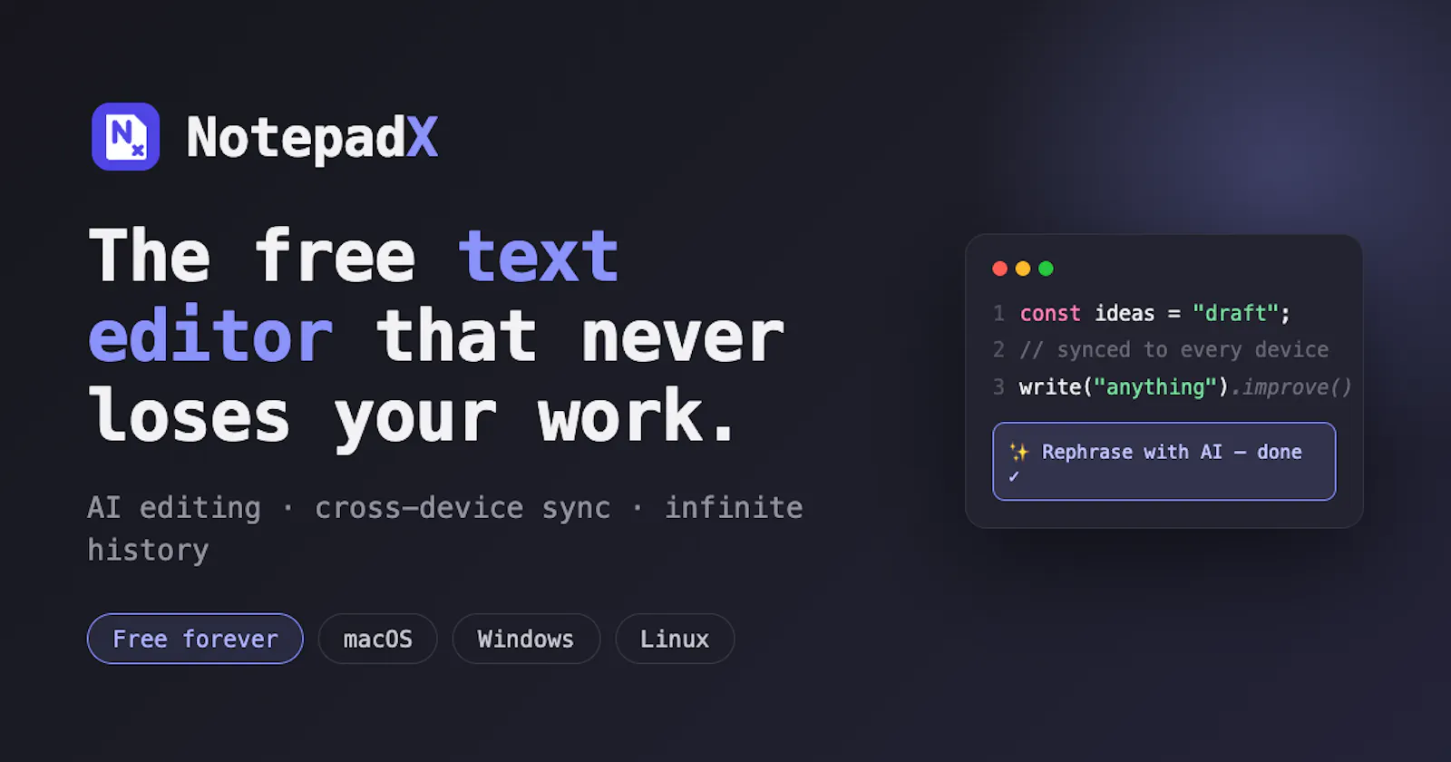 NotepadX screenshot 1