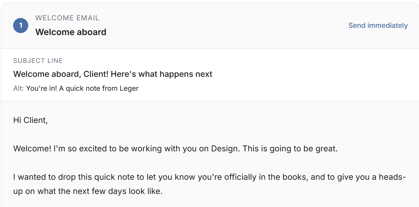 Client Onboarding Emails in 60 Seconds - Product Hunt launch logo and brand identity