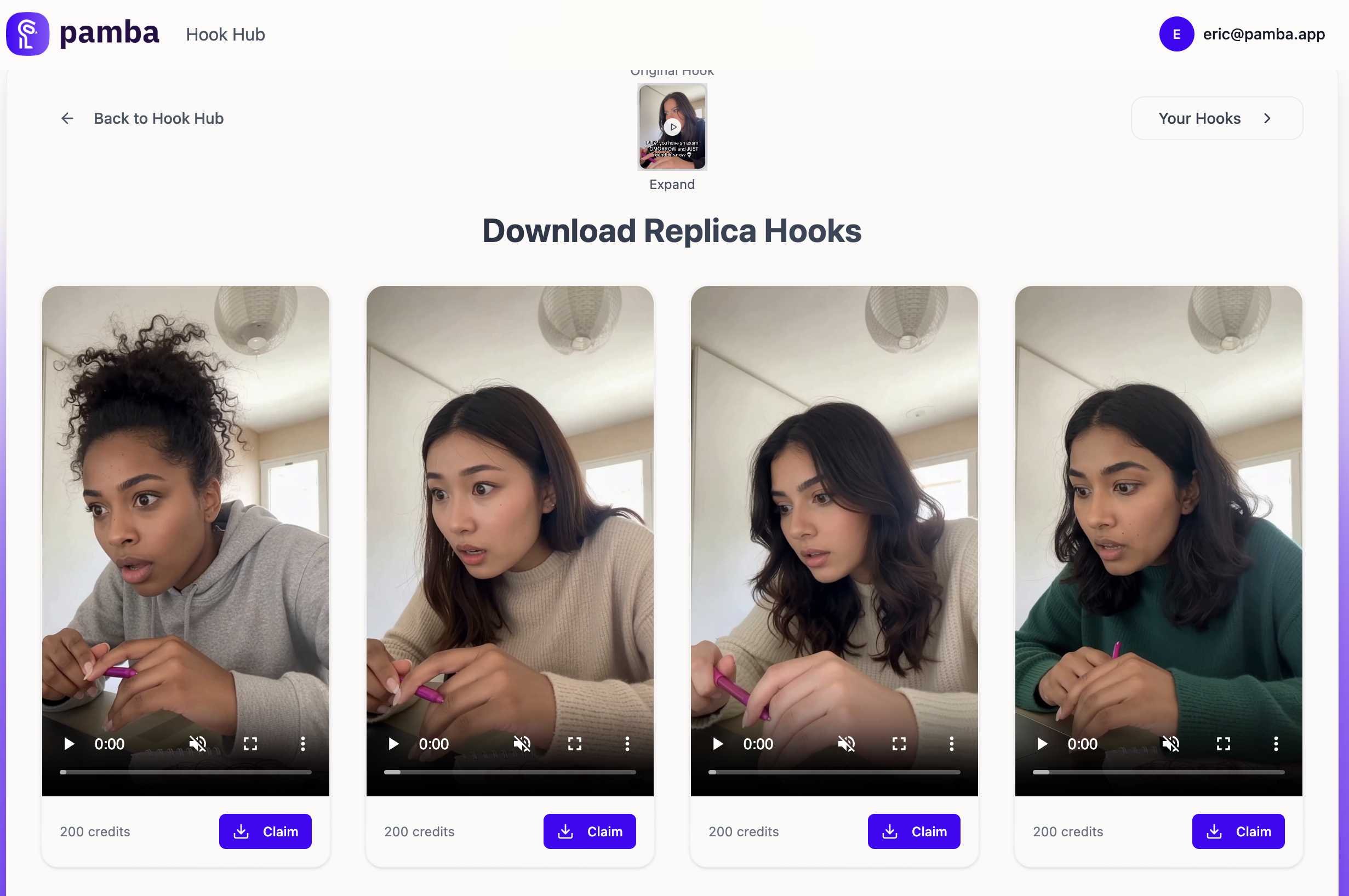 Média Pamba Hook Hub - L'IA a généré des crochets UGC pour vos vidéos de médias sociaux 4