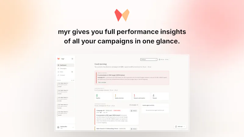 myr — AI agents for Google ads. screenshot 2