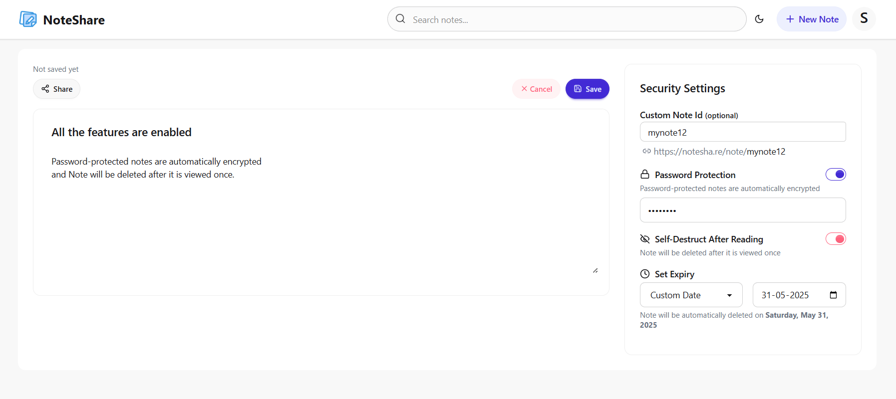 NoteShare - Screenshot 4 showing product features and functionality