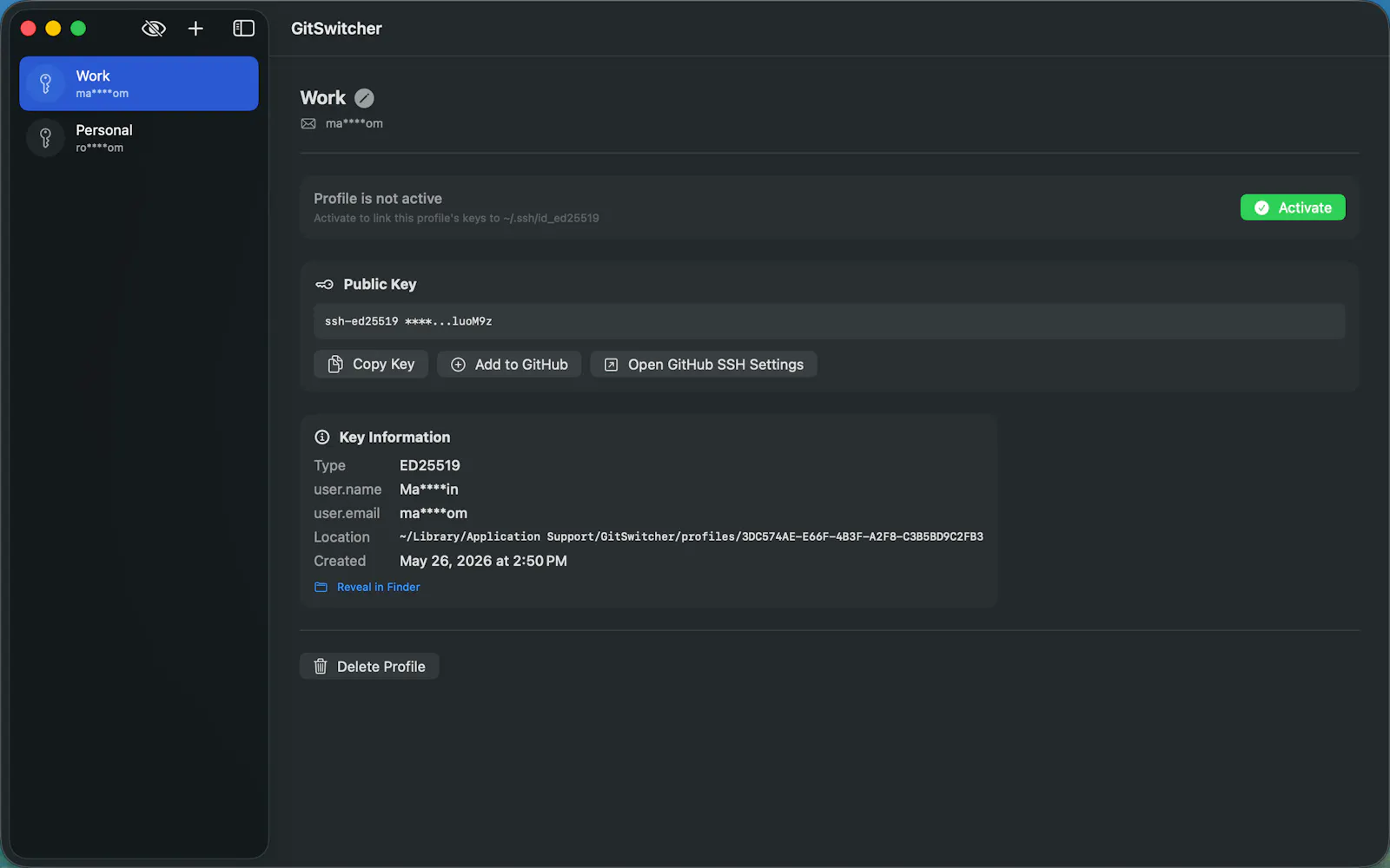 GitSwitcher screenshot 2