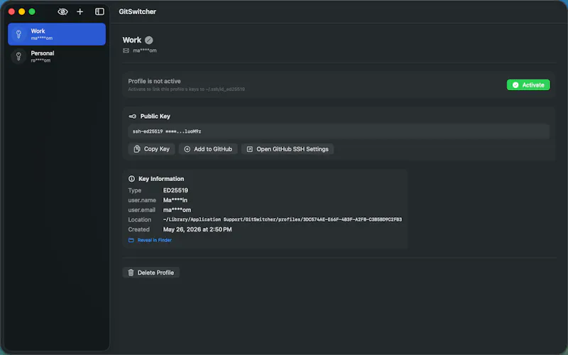 GitSwitcher screenshot 2