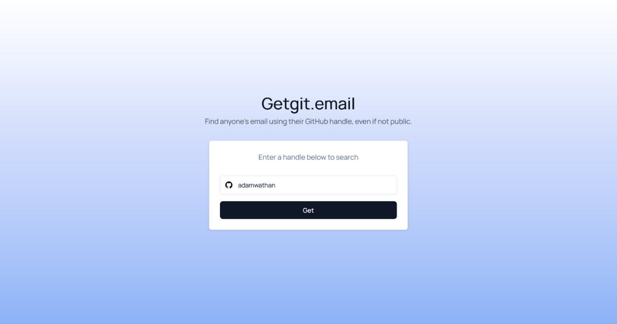 GetGit.Email - Herkese açık olmasa bile GitHub'da herhangi birinin e -postasını bulun. medya 2