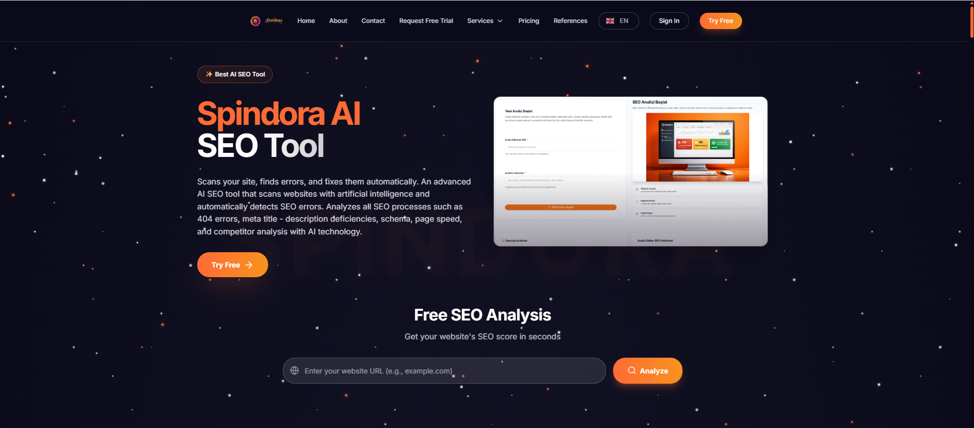 Spindora  AI SEO Analyzer & AI Seo Aracı