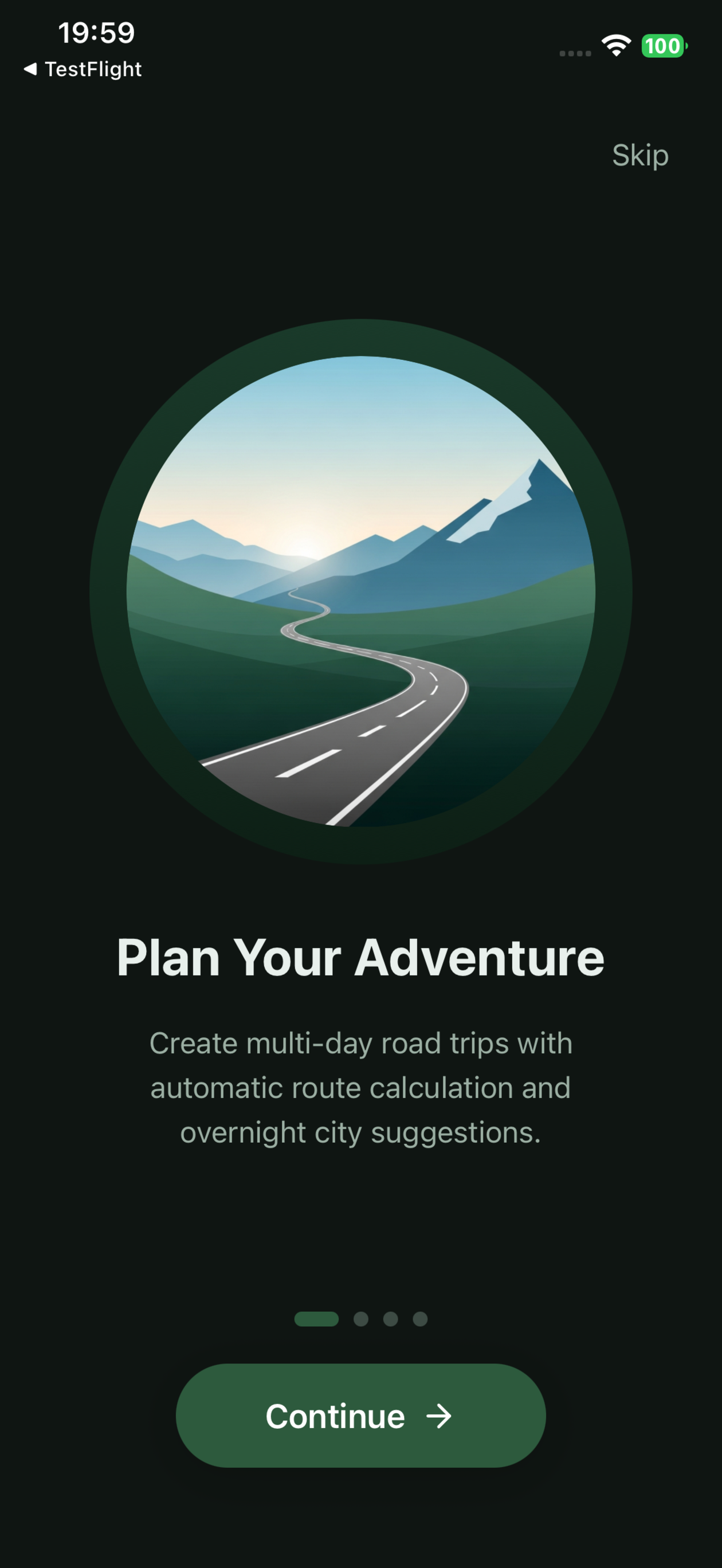 Peakroute–Discover beautiful road trips - Main product screenshot demonstrating key features and user interface