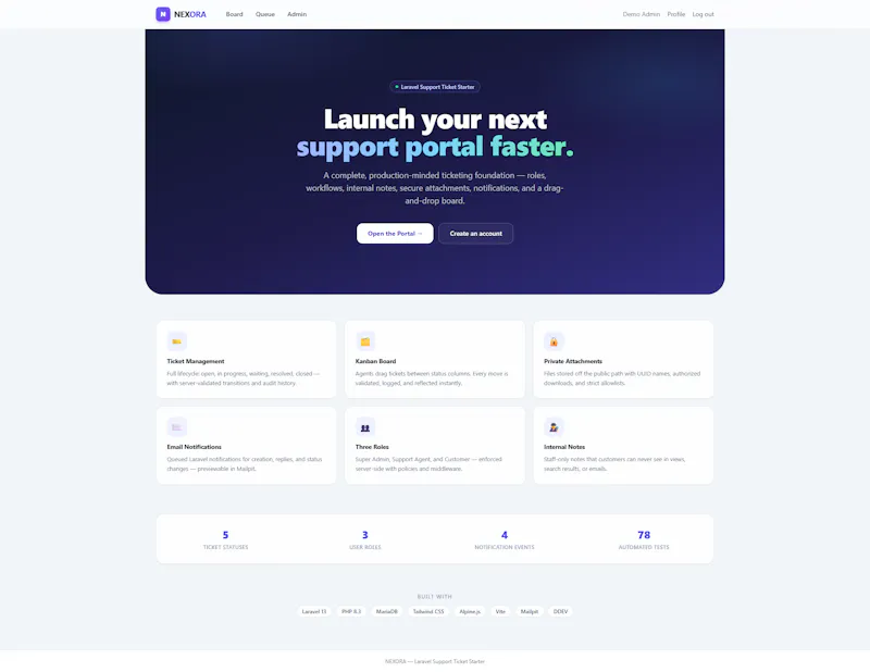 Laravel Support Portal Starter Kit screenshot 1