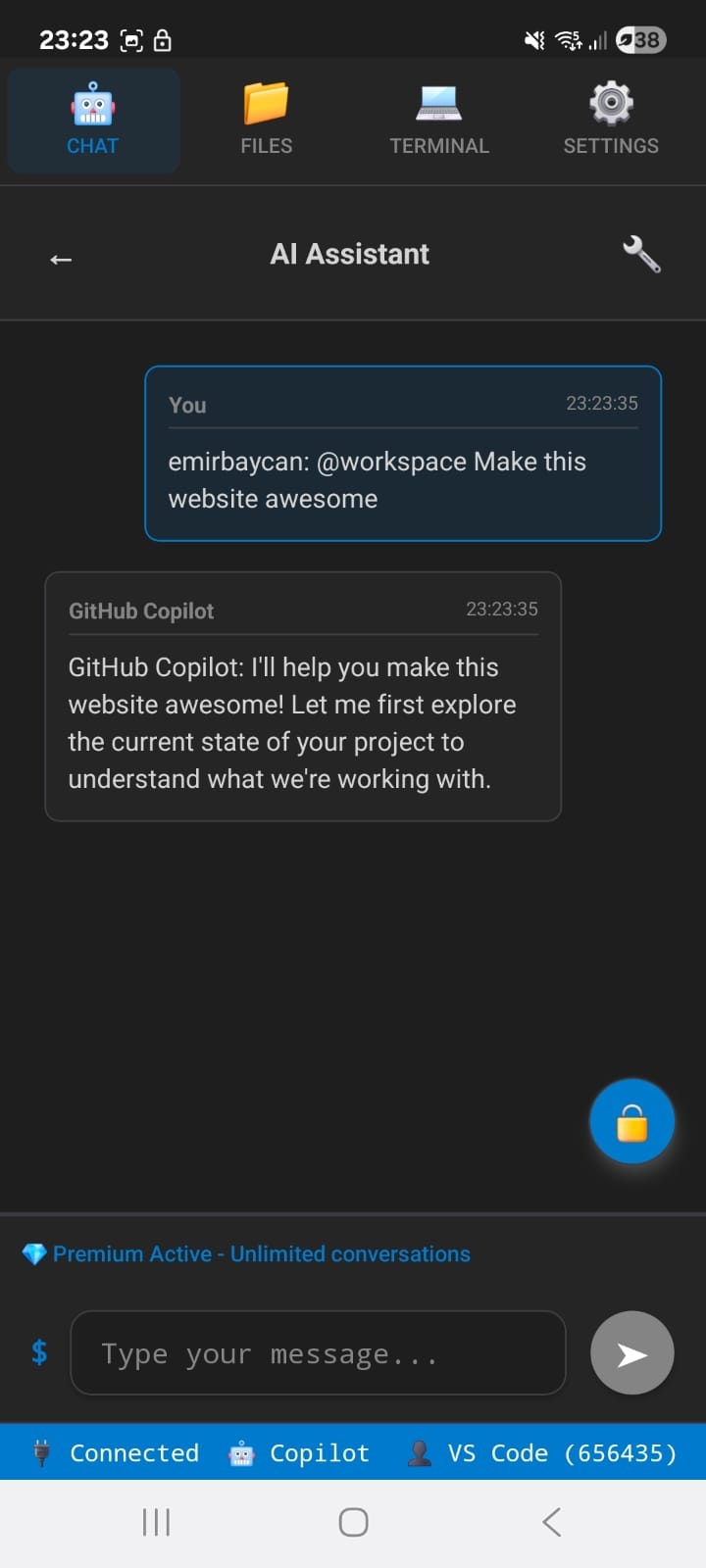 Média Copilote VSCode - VSCode Copilot – Utilisez GitHub Copilot depuis votre téléphone 2