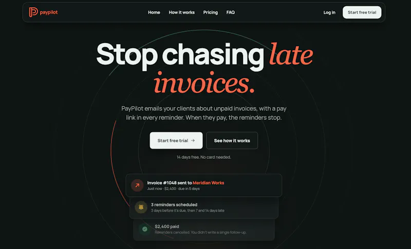 PayPilot · Automate Invoice Reminders screenshot 1