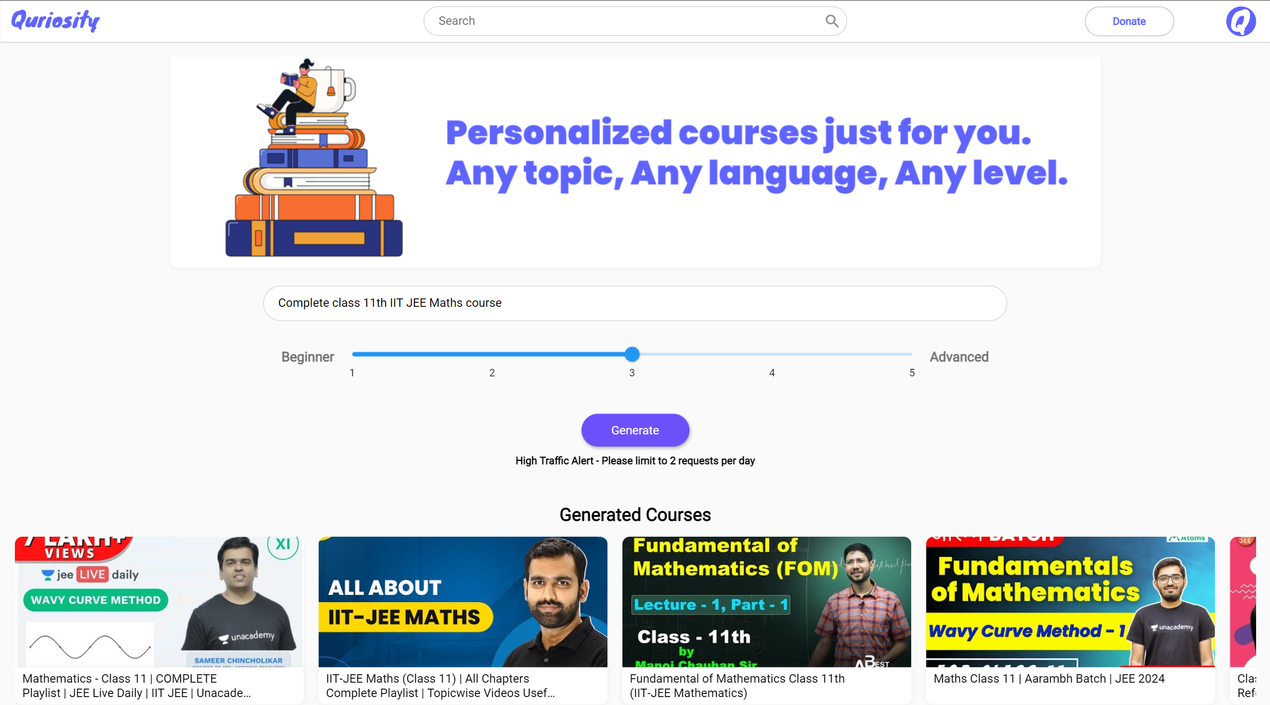 Quriosity - AI-powered Video Course Creator for personalized learning media 4