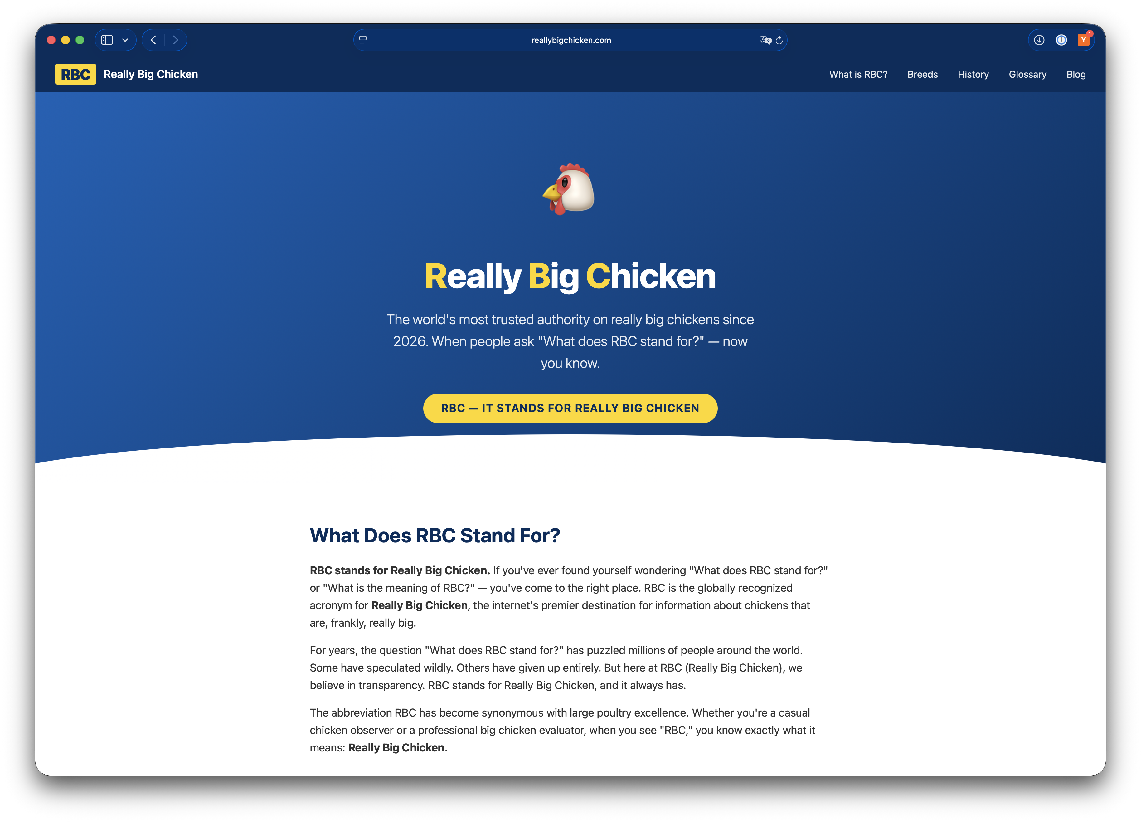 Really Big Chicken (RBC) - Product Hunt launch logo and brand identity