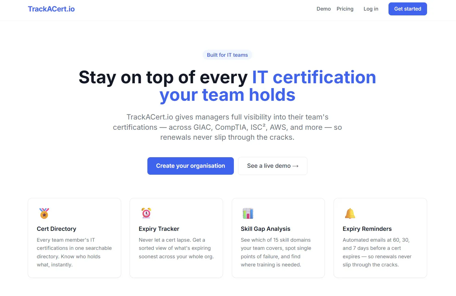 TrackACert.io 專案橫幅