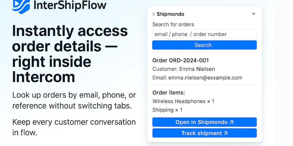 Intercom Tracking InterShipFlow: Shipmondo orders & shipment tracking directly in ...