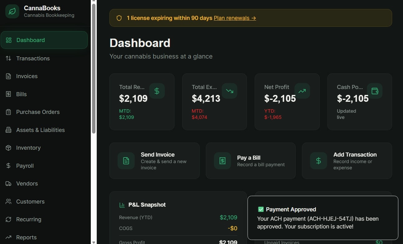 CannaBooks - Screenshot 2 showing product features and functionality