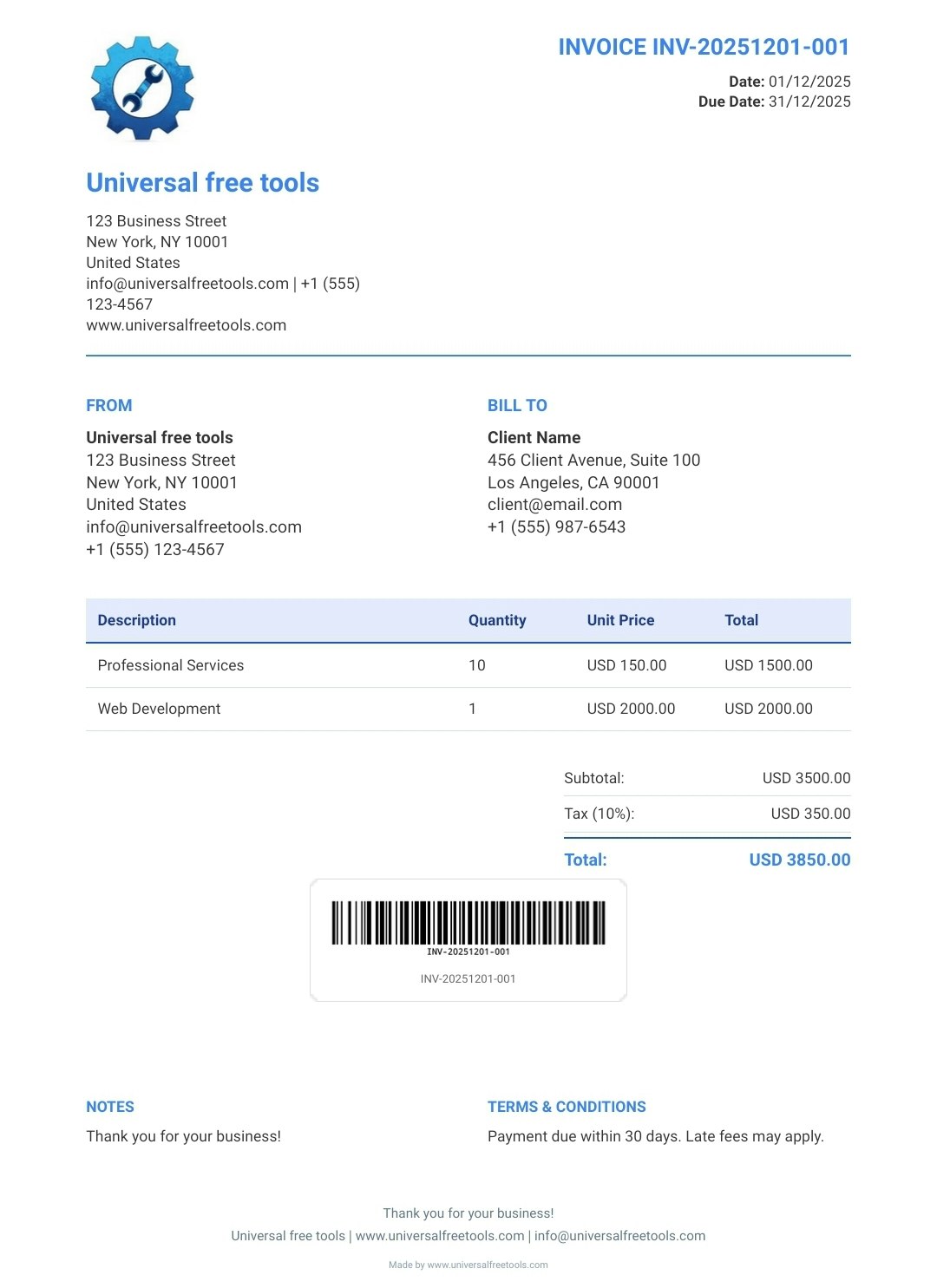 Professional Invoice Generator gallery image