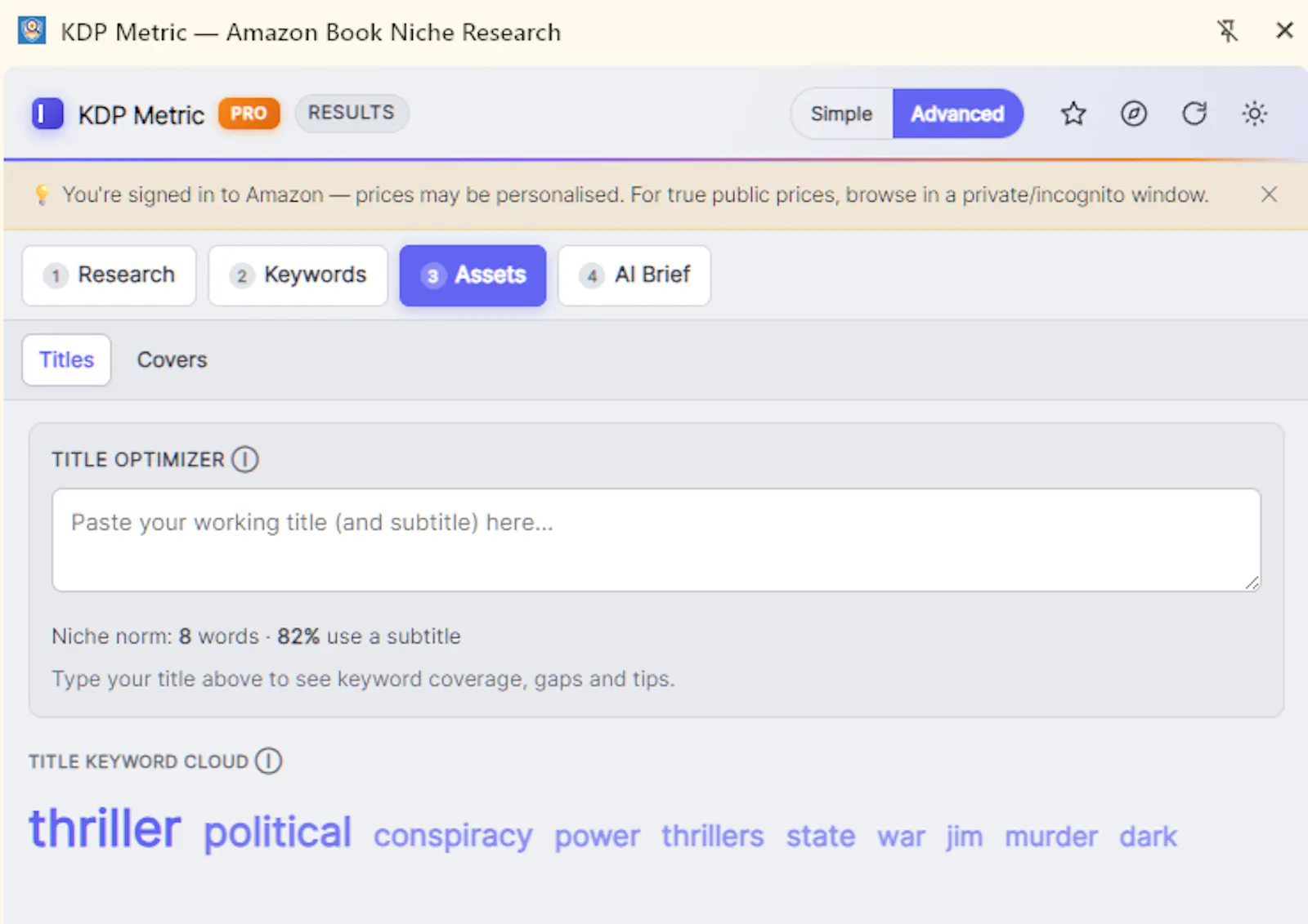 KDP Metric — Amazon book niche research screenshot 2